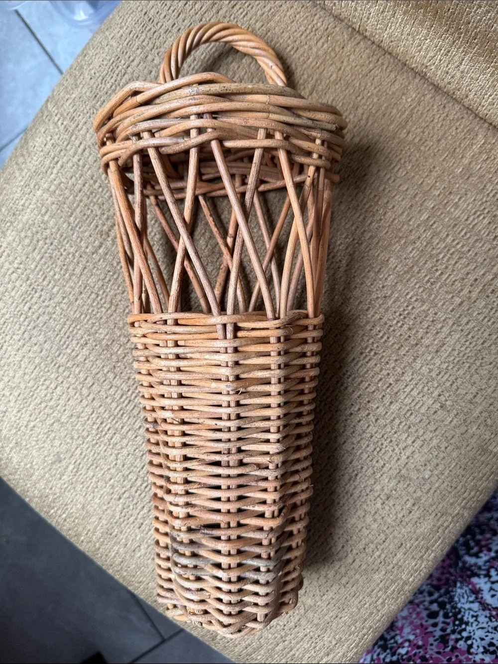 Woven Natural Rattan Wall Pocket - Brown